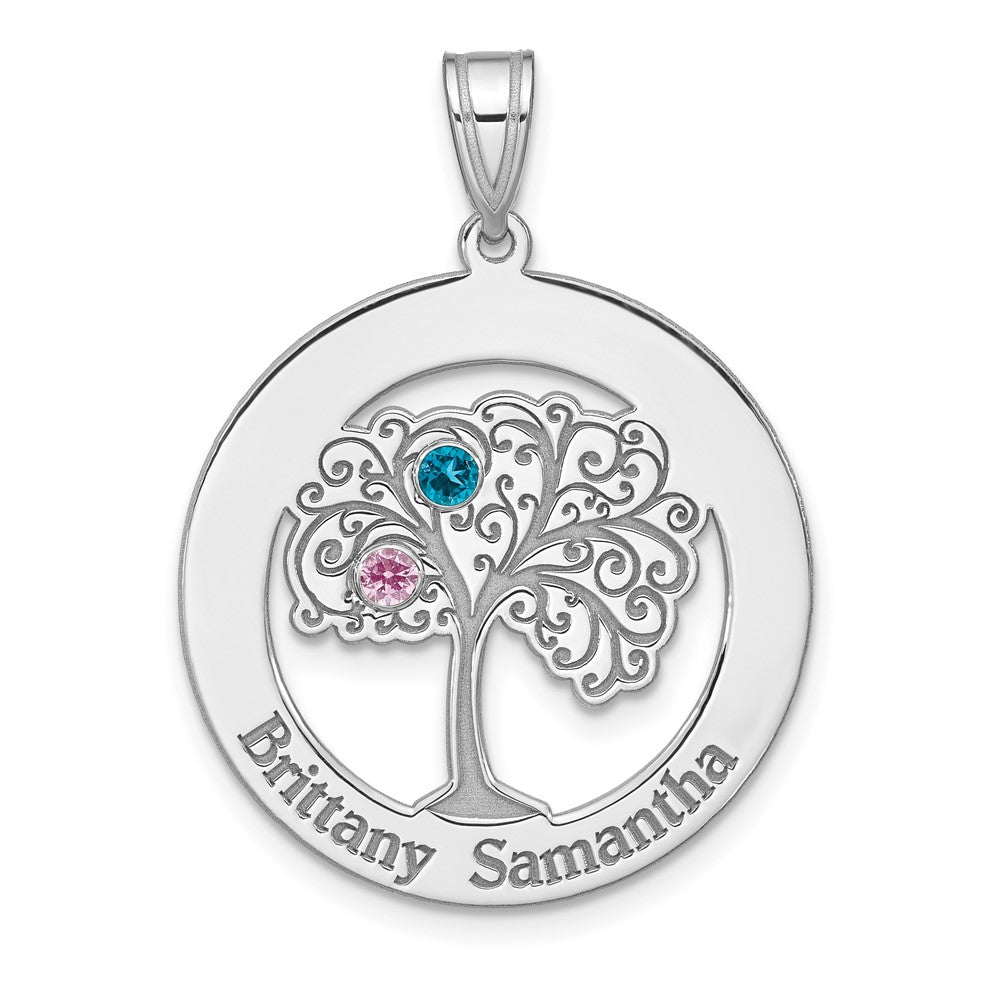Sterling Silver/Rhodium-plated 2 Birthstone with SS Bezel Pendant QMP10_2SS--6