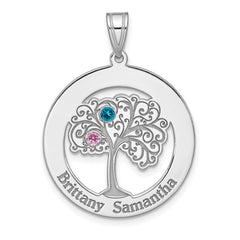 Sterling Silver/Rhodium-plated 2 Birthstone with SS Bezel Pendant QMP10_2SS--6