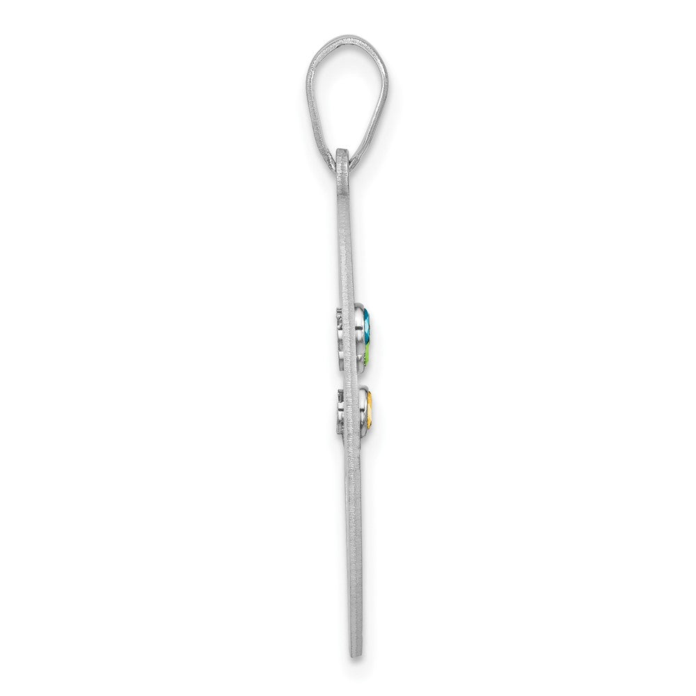 Sterling Silver/Rhodium-plated 3 Birthstone with SS Bezel Family Pendant QMP10_3SS--6