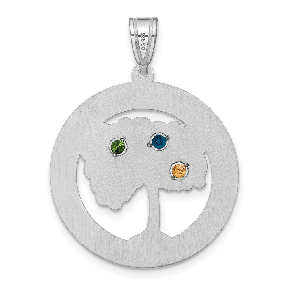 Sterling Silver/Rhodium-plated 3 Birthstone with SS Bezel Family Pendant QMP10_3SS--6