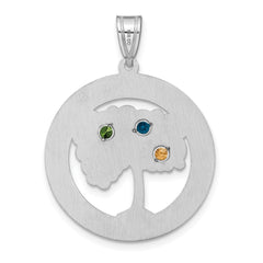 Sterling Silver/Rhodium-plated 3 Birthstone with SS Bezel Family Pendant QMP10_3SS--6