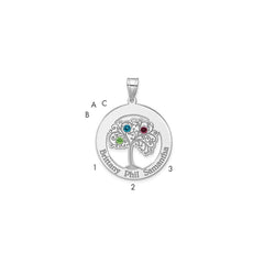 Sterling Silver/Rhodium-plated 3 Birthstone with SS Bezel Family Pendant QMP10_3SS--6