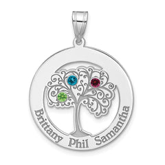 Sterling Silver/Rhodium-plated 3 Birthstone with SS Bezel Family Pendant QMP10_3SS--6