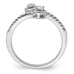 Brilliant Embers Sterling Silver Rhodium-plated 21 Stone Micro Pav������������������������������������������������������ CZ Heart Ring