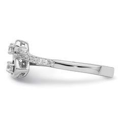 Brilliant Embers Sterling Silver Rhodium-plated 21 Stone Micro Pav������������������������������������������������������ CZ Heart Ring
