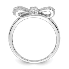 Brilliant Embers Sterling Silver Rhodium-plated 71 Stone Micro Pav������������������������������������������������������ CZ Bow Ring