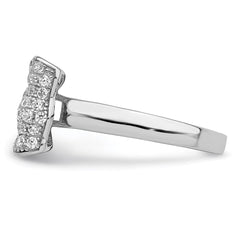 Brilliant Embers Sterling Silver Rhodium-plated 71 Stone Micro Pav������������������������������������������������������ CZ Bow Ring