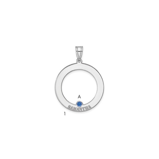 SS/Rhodium-plated 1 Birthstone Circle with SS Bezel Family Pendant QMP11_1SS--6