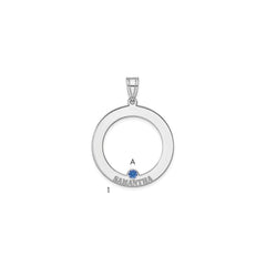 SS/Rhodium-plated 1 Birthstone Circle with SS Bezel Family Pendant QMP11_1SS--6