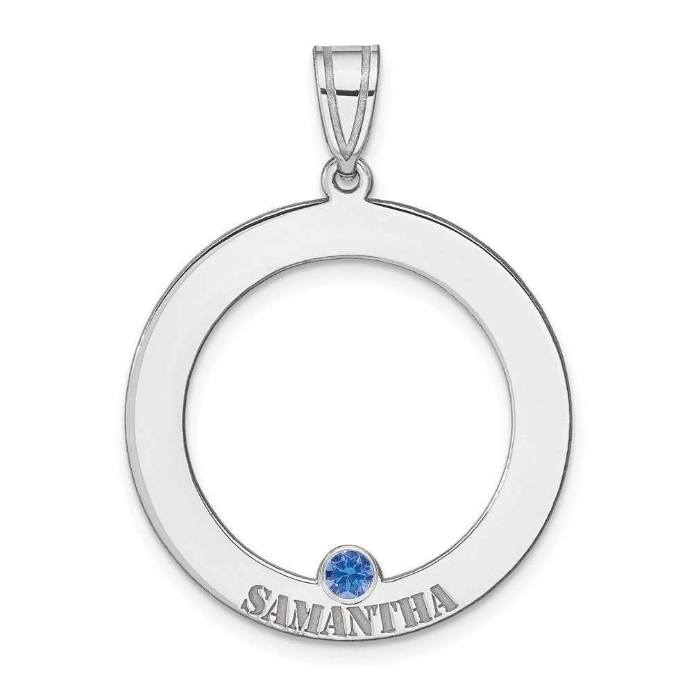 SS/Rhodium-plated 1 Birthstone Circle with SS Bezel Family Pendant QMP11_1SS--6