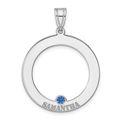 SS/Rhodium-plated 1 Birthstone Circle with SS Bezel Family Pendant QMP11_1SS--6