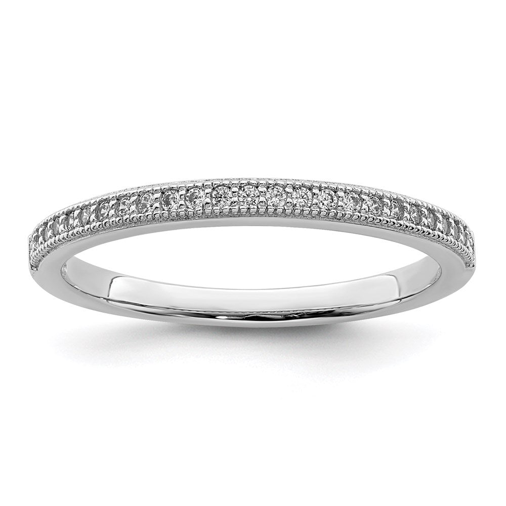 Brilliant Embers Sterling Silver Rhodium-plated 25 Stone Micro Pav������������������������������������������������������ CZ Polished Ring