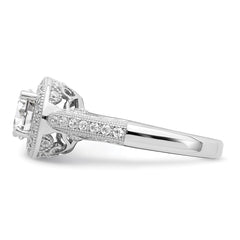 Brilliant Embers Sterling Silver Rhodium-plated 81 Stone Halo Micro Pav������������������ CZ Ring