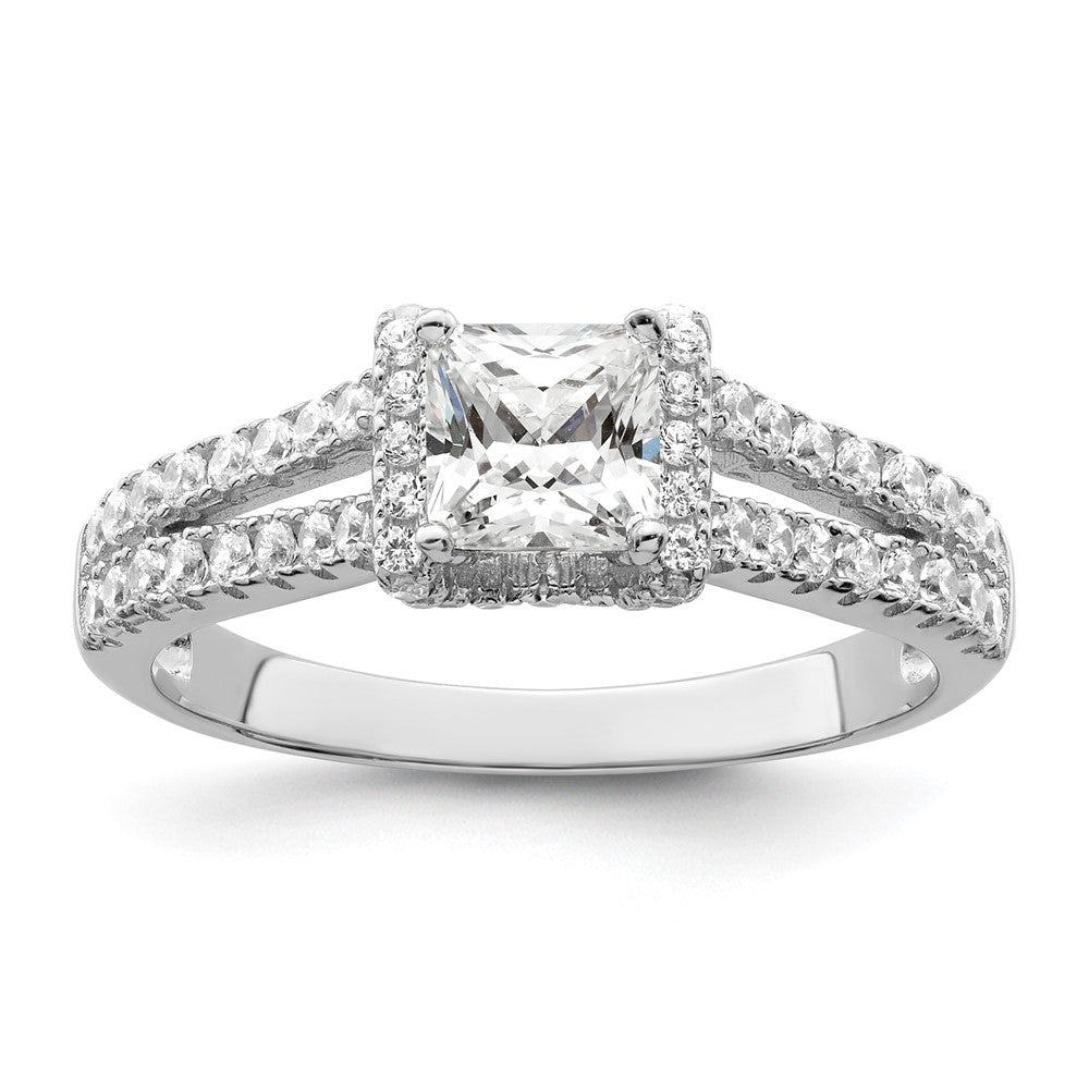 Brilliant Embers Sterling Silver Rhodium-plated 61 Stone Micro Pav������������������ CZ Ring