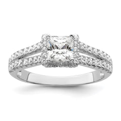Brilliant Embers Sterling Silver Rhodium-plated 61 Stone Micro Pav������������������ CZ Ring