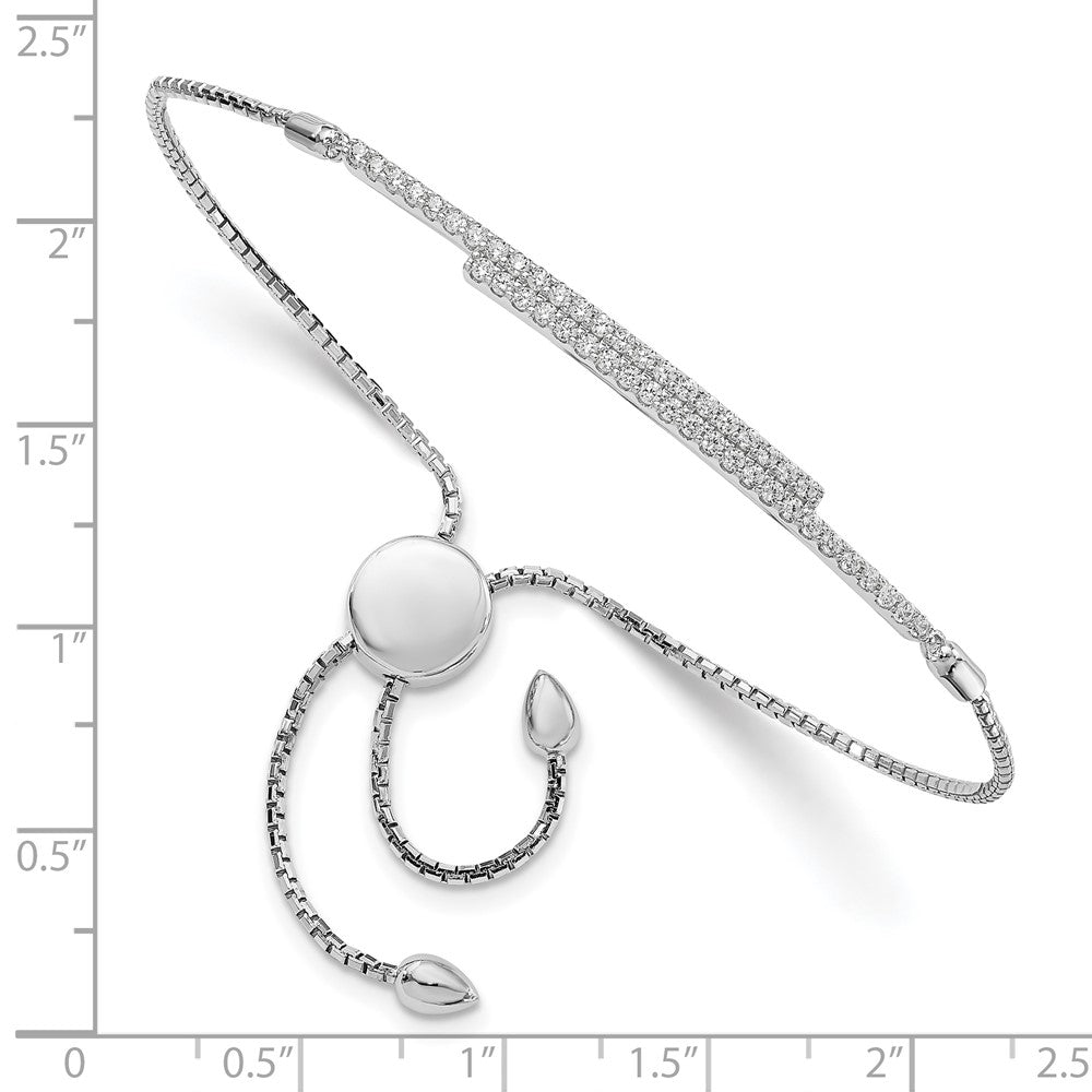 Brilliant Embers Sterling Silver Rhodium-plated 46 Stone Micro Pav������������������������������������������������������������������������������������������������������������������������������������������������������������������ CZ Adjustable Bracelet QMP1373