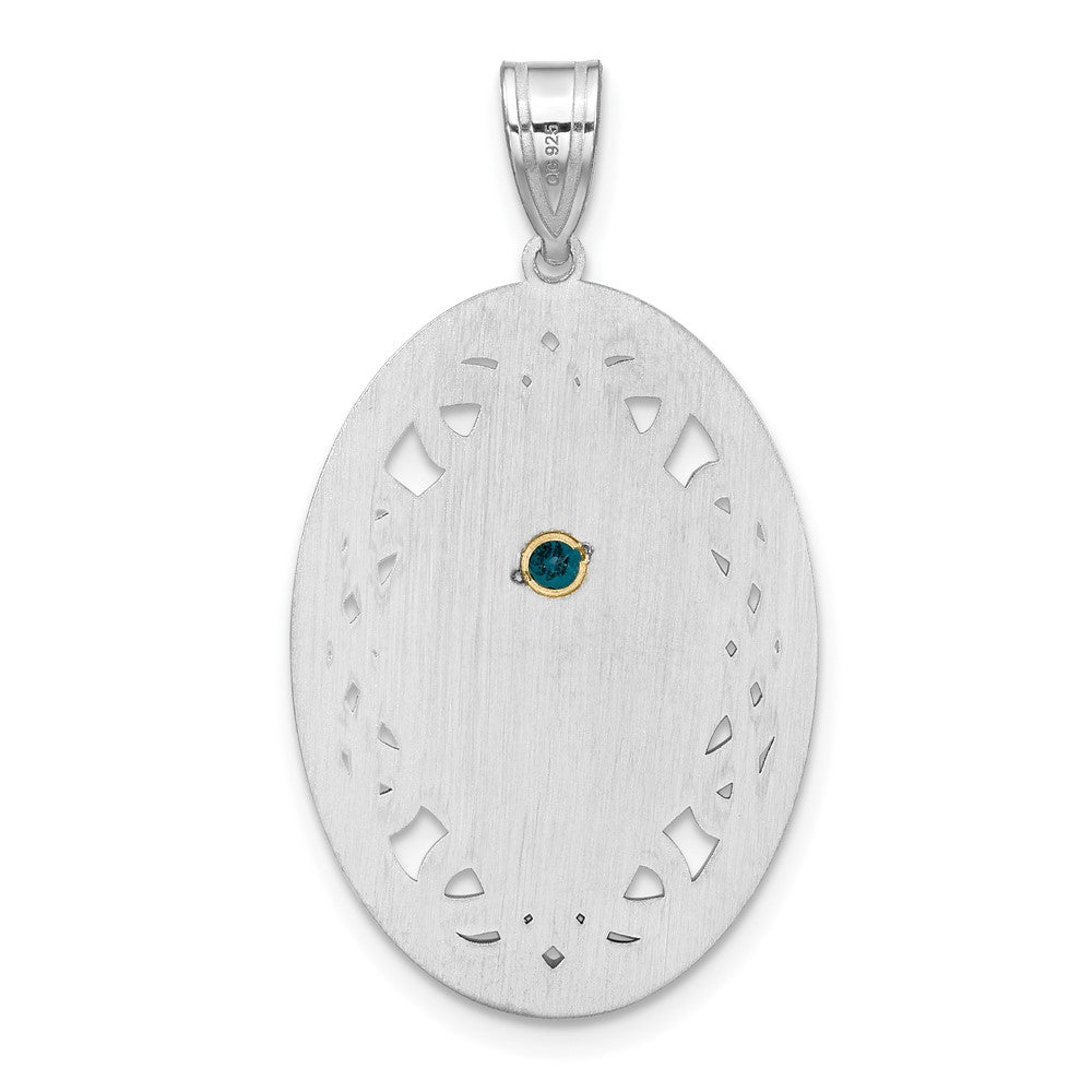 Sterling Silver Rhodium-plated/14k Bezel Crystal Family Pendant QMP13_1G