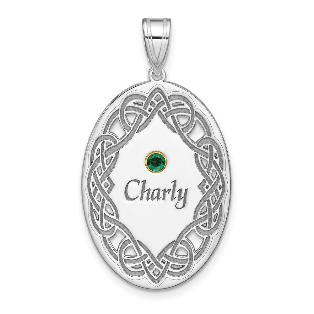 Sterling Silver Rhodium-plated/14k Bezel Crystal Family Pendant QMP13_1G