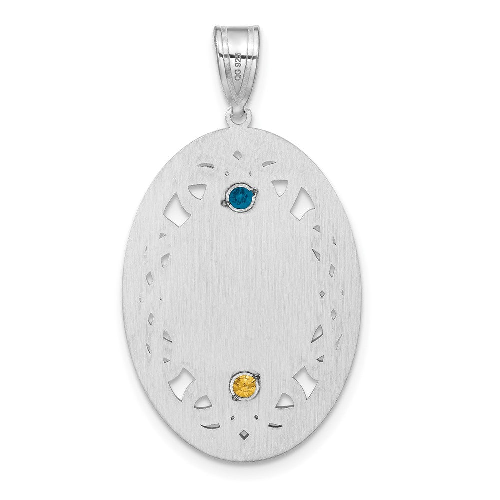 Sterling Silver Rhodium-plated Crystal Family Pendant QMP13_2SS--6