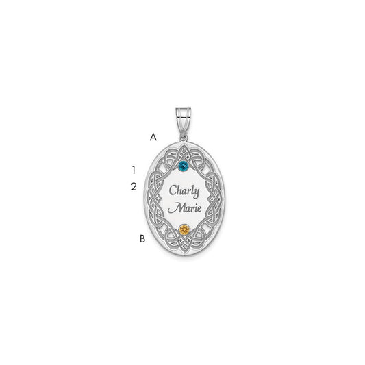 Sterling Silver Rhodium-plated Crystal Family Pendant QMP13_2SS--6