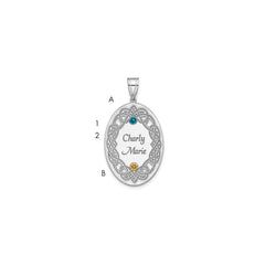 Sterling Silver Rhodium-plated Crystal Family Pendant QMP13_2SS--6