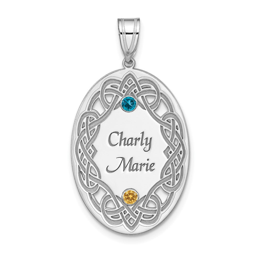 Sterling Silver Rhodium-plated Crystal Family Pendant QMP13_2SS--6