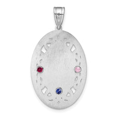Sterling Silver Rhodium-plated Crystal Family Pendant QMP13_3SS--6