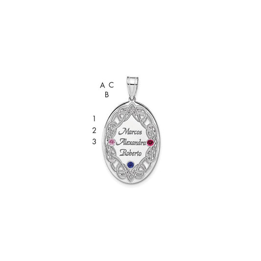 Sterling Silver Rhodium-plated Crystal Family Pendant QMP13_3SS--6