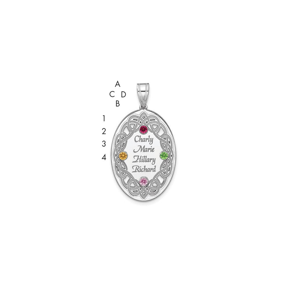 Sterling Silver Rhodium-plated Crystal Family Pendant QMP13_4SS--6