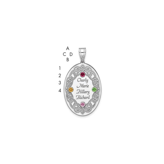 Sterling Silver Rhodium-plated Crystal Family Pendant QMP13_4SS--6