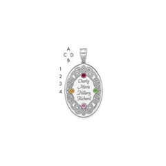 Sterling Silver Rhodium-plated Crystal Family Pendant QMP13_4SS--6