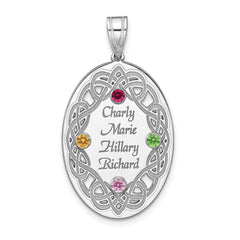 Sterling Silver Rhodium-plated Crystal Family Pendant QMP13_4SS--6