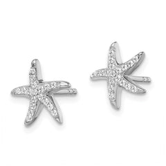 QMP1464 Brilliant Embers Sterling Silver Rhodium-plated 336 Stone Micro Pav������ CZ Starfish Post Earrings