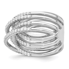 Brilliant Embers Sterling Silver Rhodium-plated 159 Stone Micro Pav CZ Ring