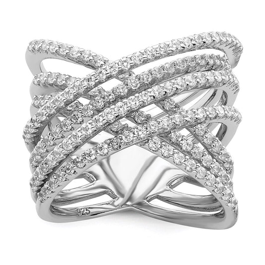Brilliant Embers Sterling Silver Rhodium-plated 159 Stone Micro Pav������ CZ Ring
