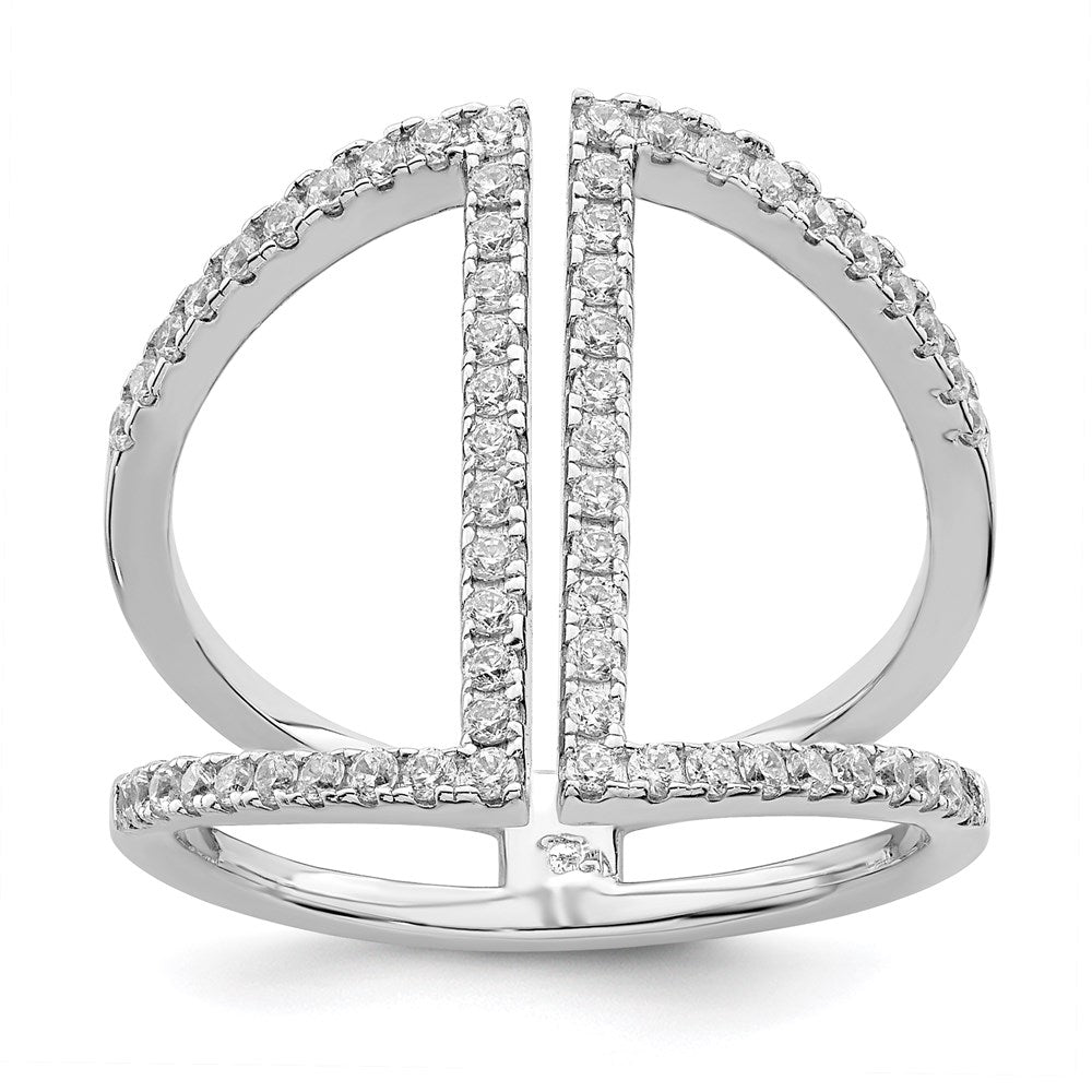 Brilliant Embers Sterling Silver Rhodium-plated 62 Stone Micro Pav������ CZ Ring