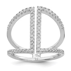 Brilliant Embers Sterling Silver Rhodium-plated 62 Stone Micro Pav������ CZ Ring