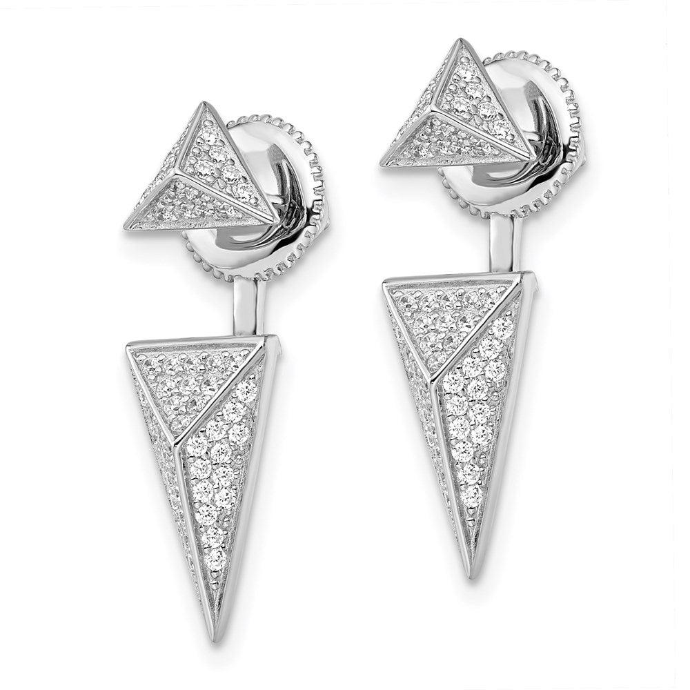 QMP1497 Brilliant Embers Sterling Silver Rhodium-plated 104 Stone Micro Pav������ CZ Convertible Back Earrings