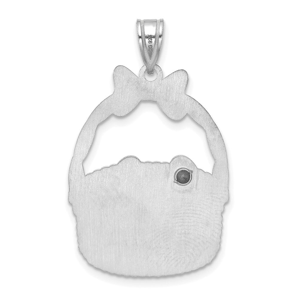 Sterling Silver 1 Birthstone with 14ky Bezel Easter Basket Pendant QMP1538_1G--6