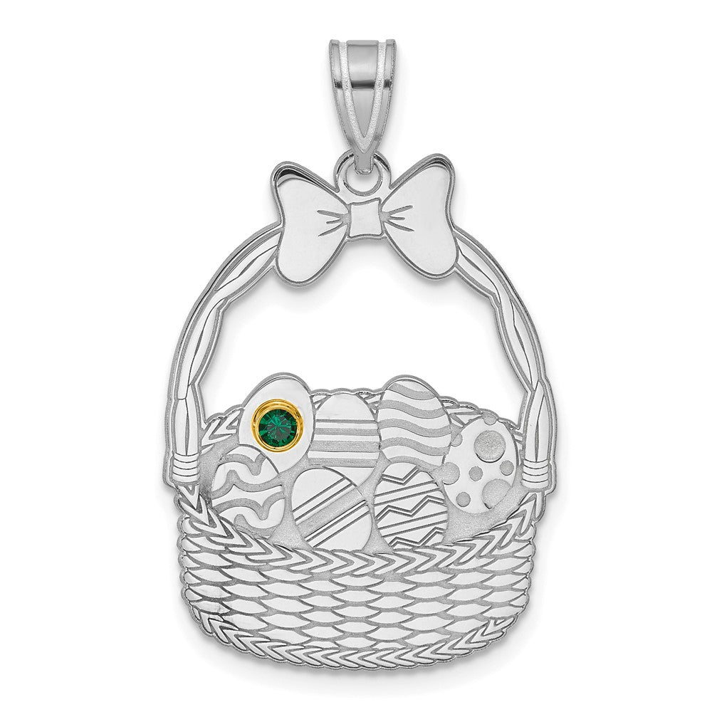 Sterling Silver 1 Birthstone with 14ky Bezel Easter Basket Pendant QMP1538_1G--6