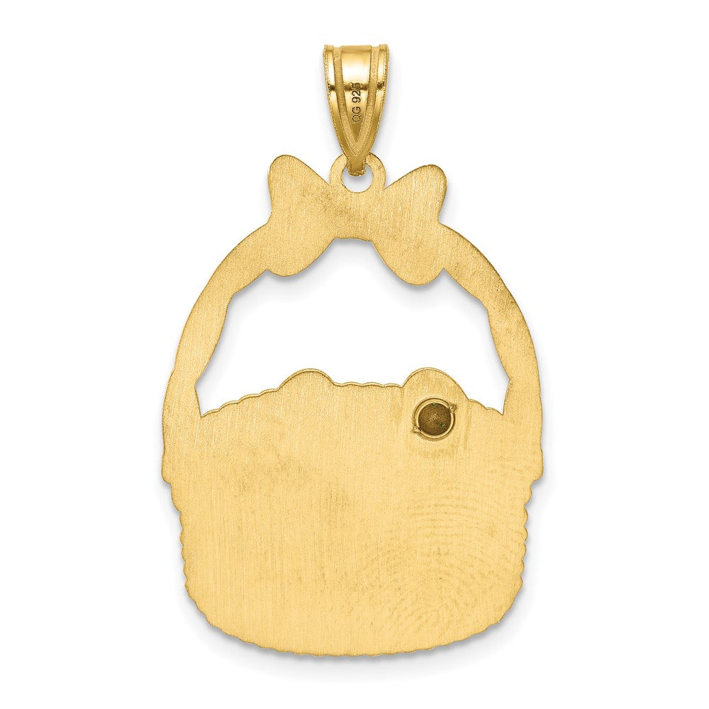 Sterling Silver/Gold-Plated 1 Birthstone with SS Bezel Easter Basket Pendan QMP1538_1GP--6