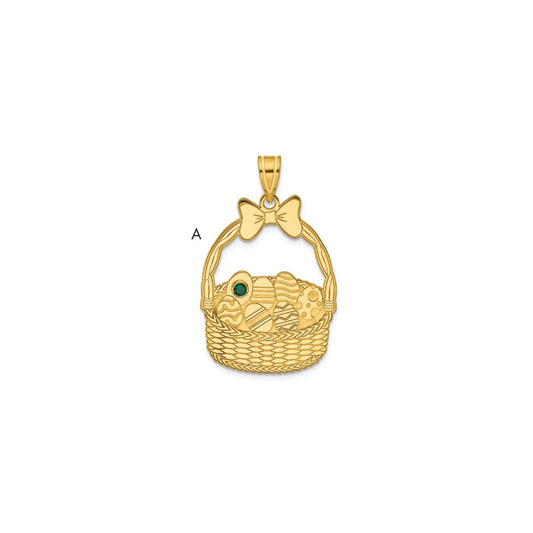 Sterling Silver/Gold-Plated 1 Birthstone with SS Bezel Easter Basket Pendan QMP1538_1GP--6