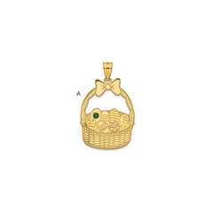 Sterling Silver/Gold-Plated 1 Birthstone with SS Bezel Easter Basket Pendan QMP1538_1GP--6