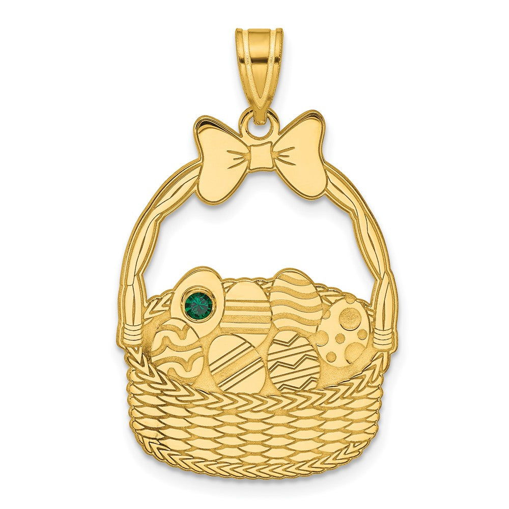 Sterling Silver/Gold-Plated 1 Birthstone with SS Bezel Easter Basket Pendan QMP1538_1GP--6