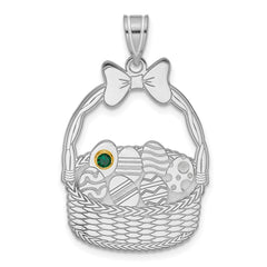 Sterling Silver 1 Birthstone with 14ky Bezel Easter Basket Pendant QMP1538_1G--6