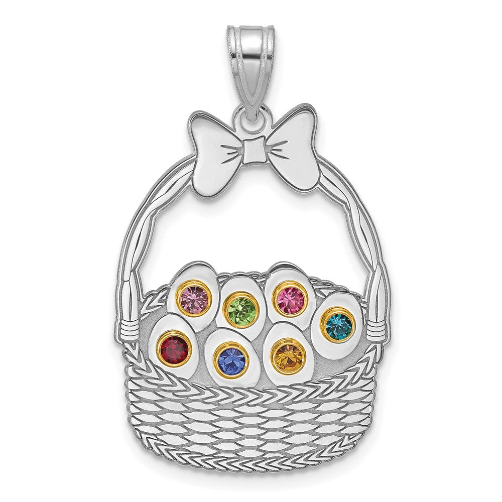 Sterling Silver 7 Birthstone with 14ky Bezel Easter Basket Pendant QMP1538_7G--6