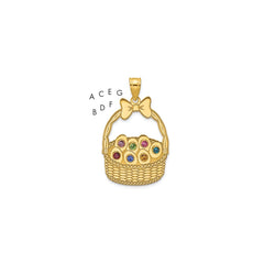 Sterling Silver/Gold-Plated 7 Birthstone with SS Bezel Easter Basket Pendan QMP1538_7GP--6