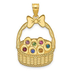 Sterling Silver/Gold-Plated 7 Birthstone with SS Bezel Easter Basket Pendan QMP1538_7GP--6