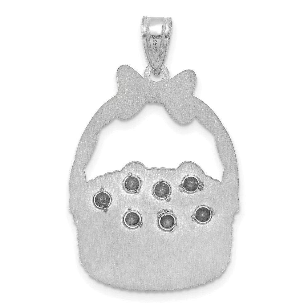 Sterling Silver 7 Birthstone with SS Bezel Easter Basket Pendant QMP1538_7SS--6