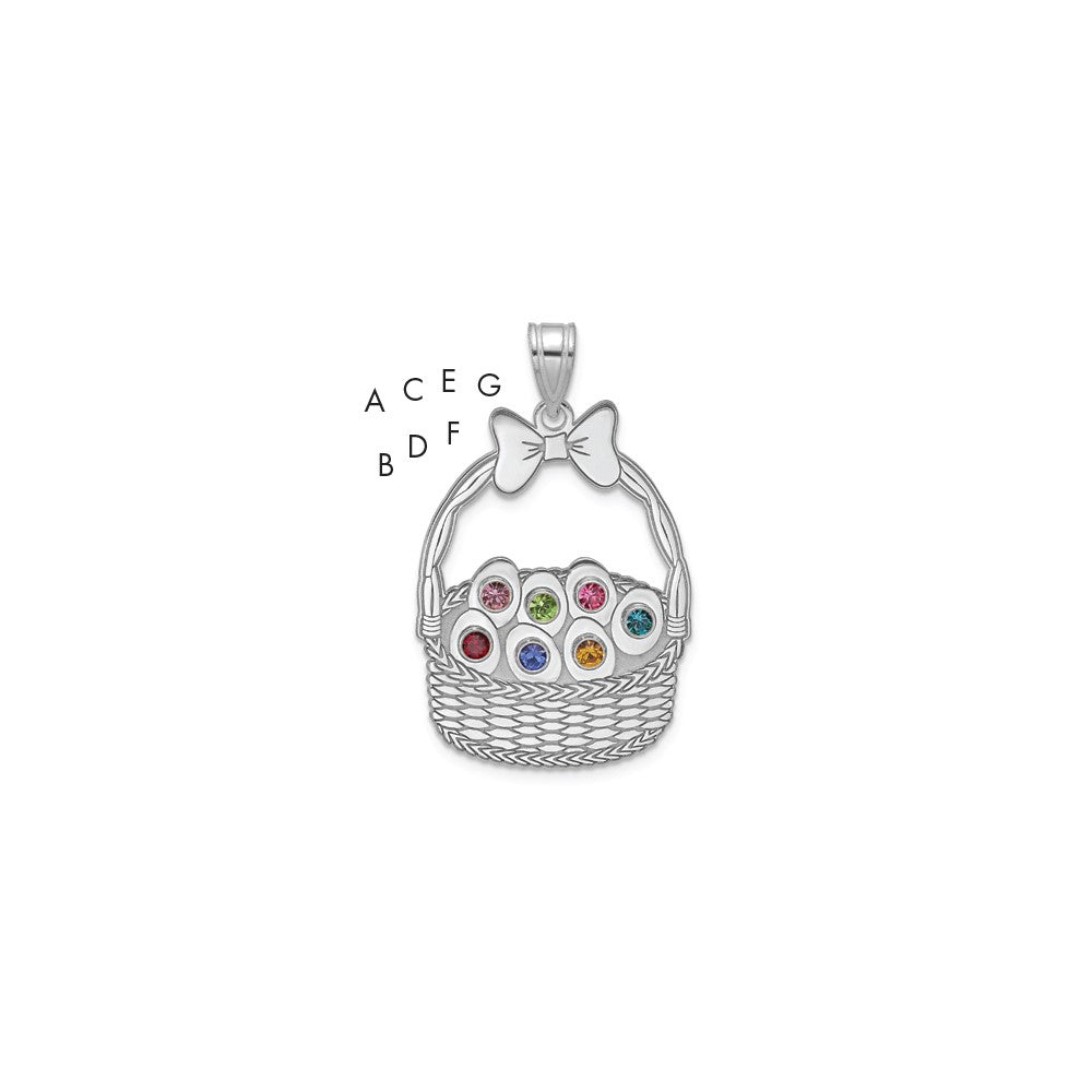 Sterling Silver 7 Birthstone with SS Bezel Easter Basket Pendant QMP1538_7SS--6
